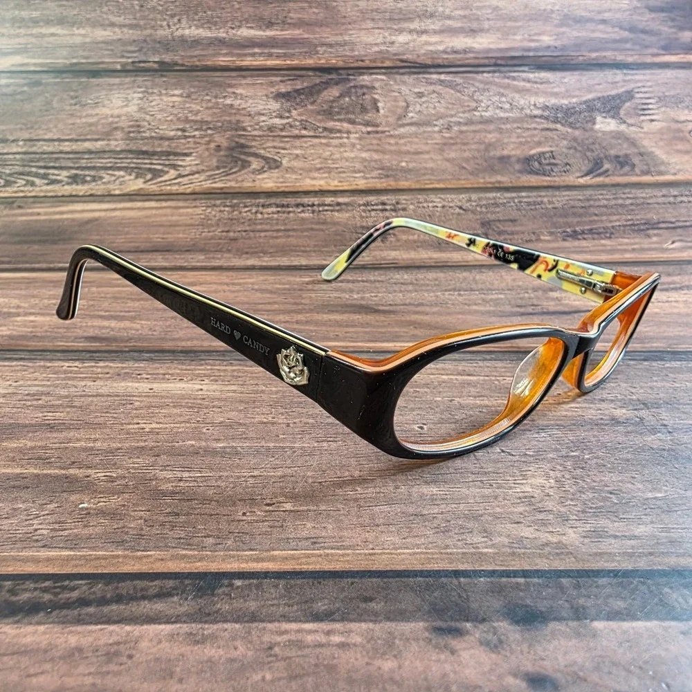 Hard Candy Women's Sunglasses Black Orange Oval Frame 51-15-135‎